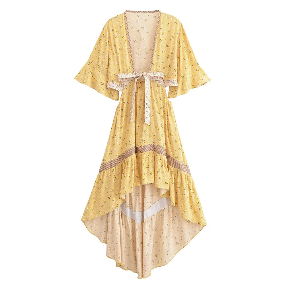 Boho Queens Womens Boho Dress Hollow Out Beach Dress Bohemian High Low Rayon Summer Relaxed Fit Ultimate Vacation