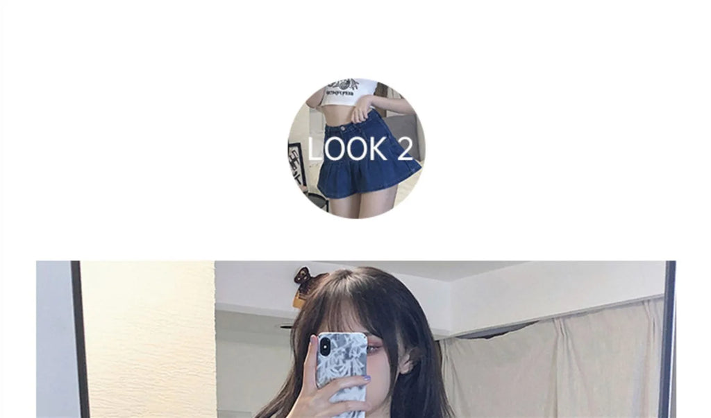 Summer Women Y2k High Waist Mini Skirts Girls Korean A Line Denim Pleated Dress Female Fashion Punk Blue Harajuku Jeans Skirts