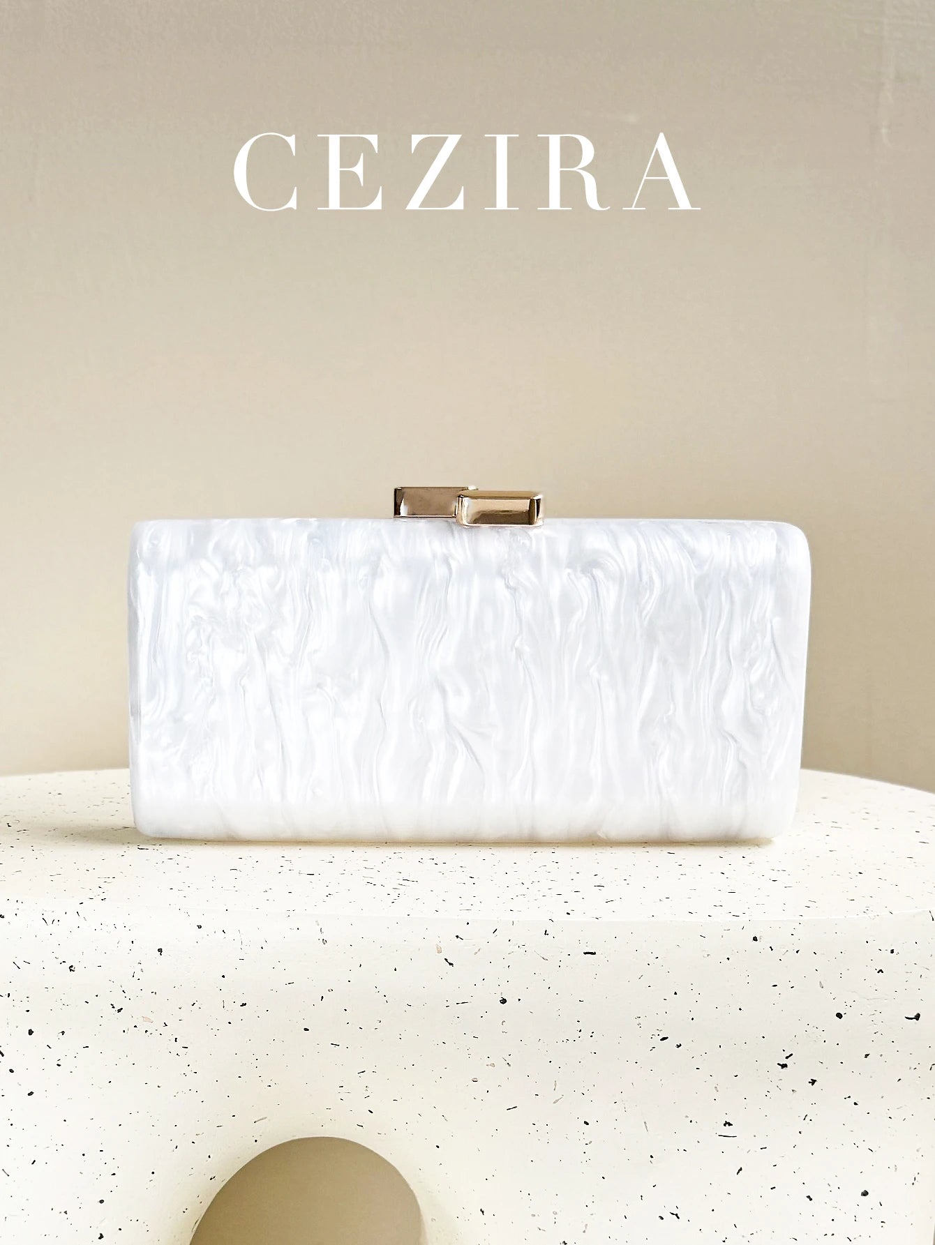 CR Women Elegant Marbled Acrylic Clutch Minimalist Simple Design Magnetic Closure Square Hard Case Box Evening Bag Bride Purse