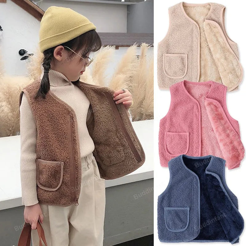 Baby Girl Boys Waistcoat Fleece Soft Warm Vest Autumn Winter Sleeveless Jacket for Children Boy Outerwear Toddler Coat Clothes