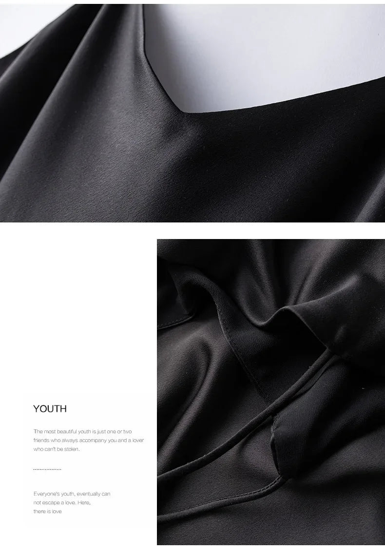Silk Satin Wrap Dress Women's Base Fashion Spring Summer Beach Holiday Long Dress V-neck Sleeveless Empire Waist Ankle-length