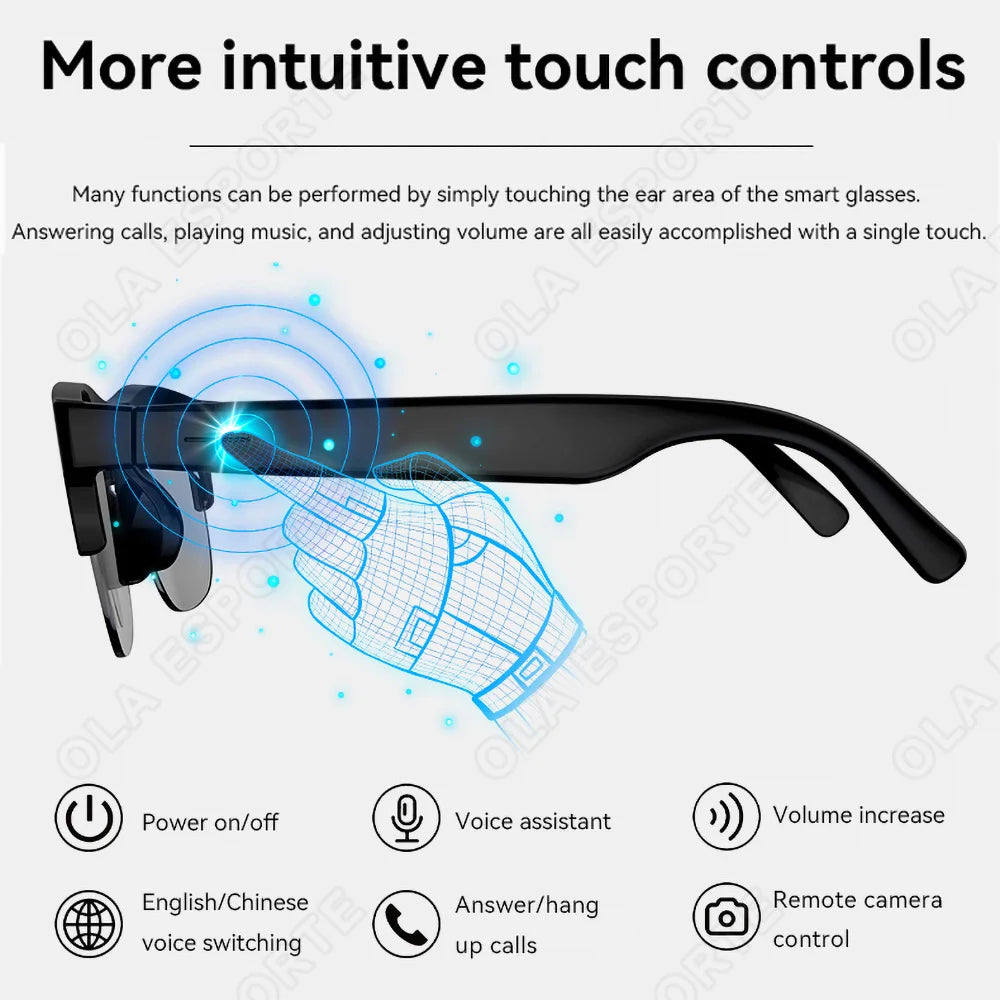 New 2026 Camera AI Smart Glasses Touch Control Photo Recording Translator Voice Assistant Music Wireless Bluetooth Sunglasses
