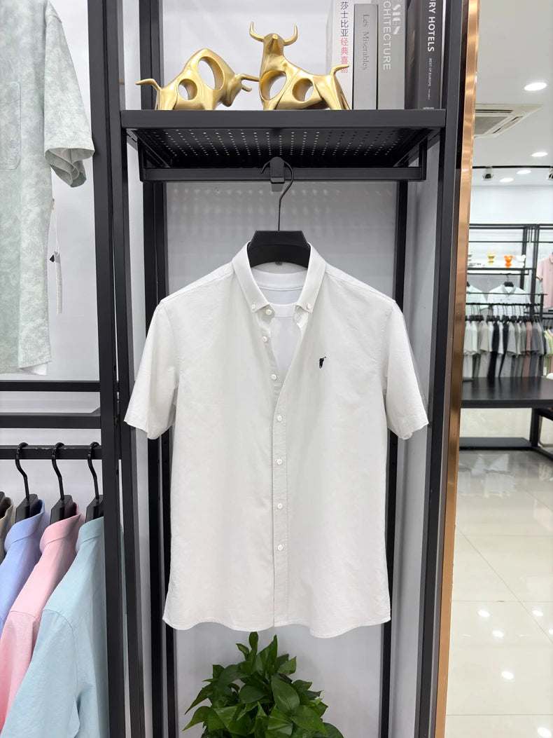 100% pure cotton short sleeve shirt summer new breathable men's T-shirt designer brand Paul Pony embroidery business casual top