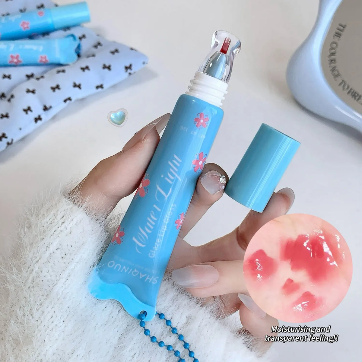SHAQINUO Glittering Mirror Lip Gloss, Hydrating Shimmer Lip Glaze