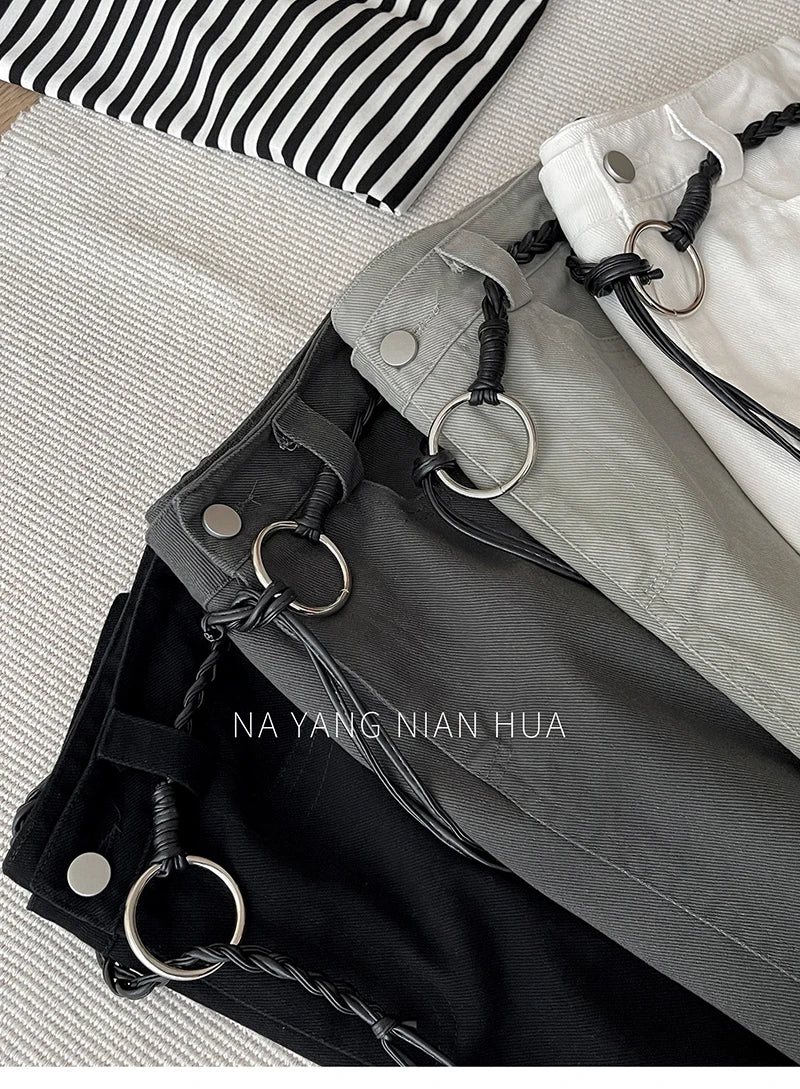 Beiyingni American Style Women's Short Denim Skirt Belt Vintage Fashion Summer High Waist A-line Skirts Female Streetwear Skirt