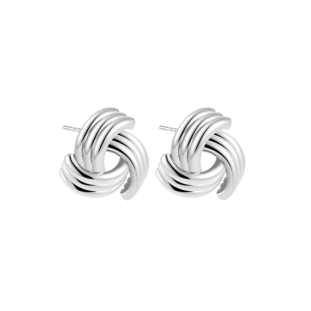 Trendy Stainless Steel Multilayer Circle Twist Knot Earrings For Women'S Texture Mixed Color Gold Plated Statement Earring Bijoux