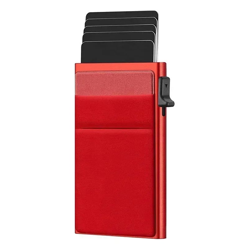 Rfid Anti Blocking Smart ID Bank Credit Card Holder Wallet Metal Thin Slim Men Women Pop Up Minimalist Metal Cardholder Case