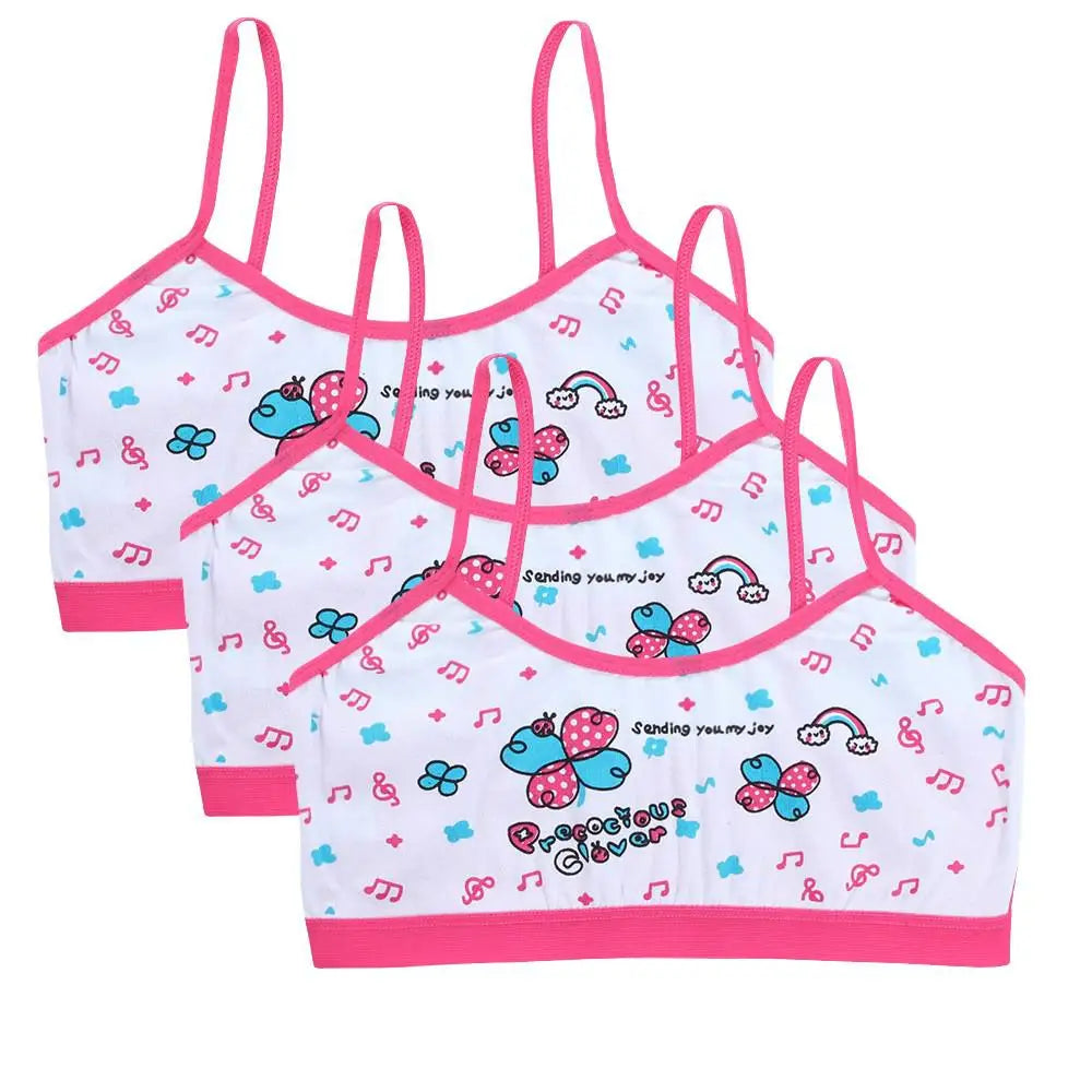 3pcs Teenage Girls Training Bras Cotton Floral Camisole Undershirts