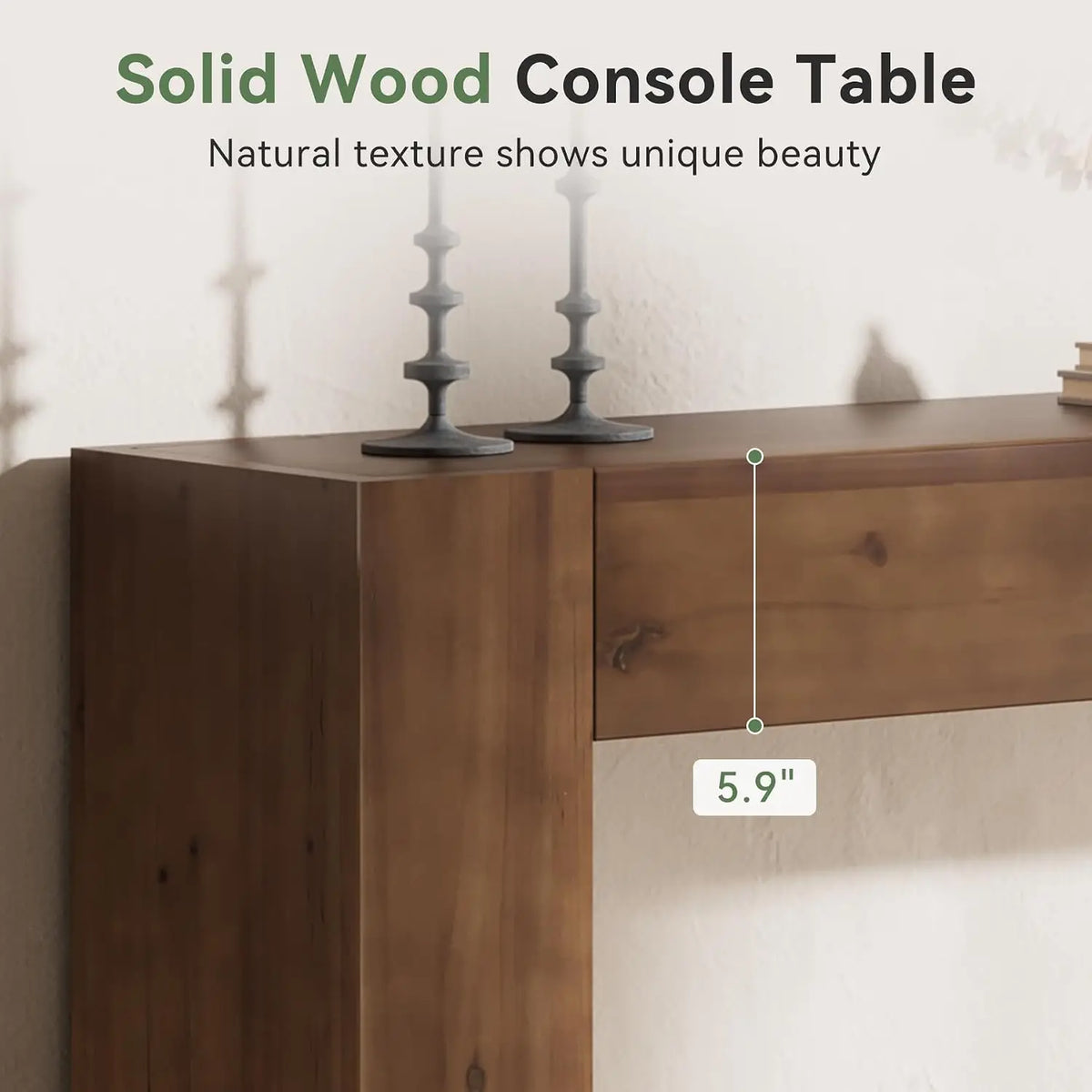 Solid Wood Console Table, 63in Farmhouse Sofa Table for Entryway, Living Room, Easy Assembly, Walnut