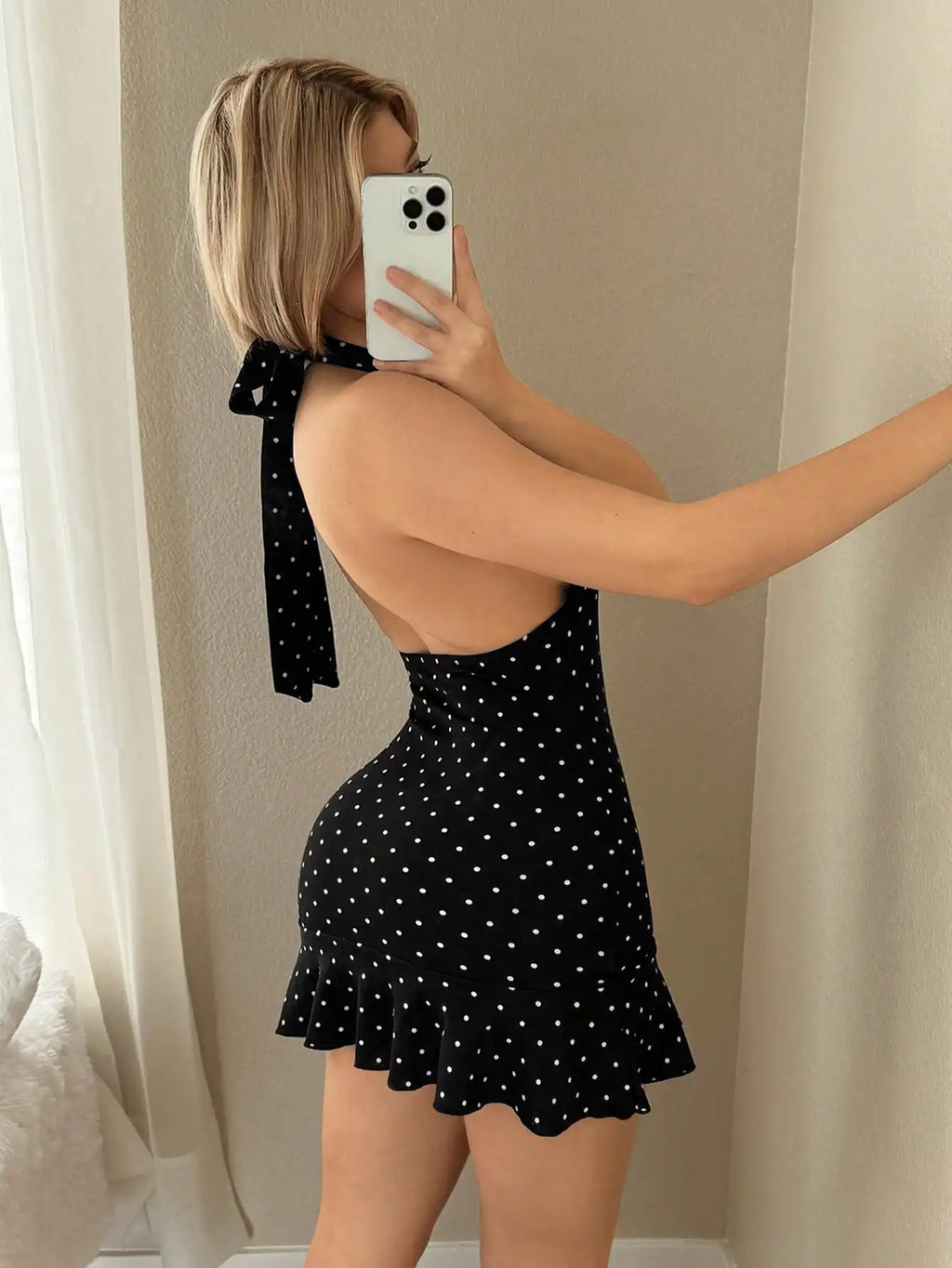 Sleeveless Halter Mini Dress  | Slim Knit Party Dress