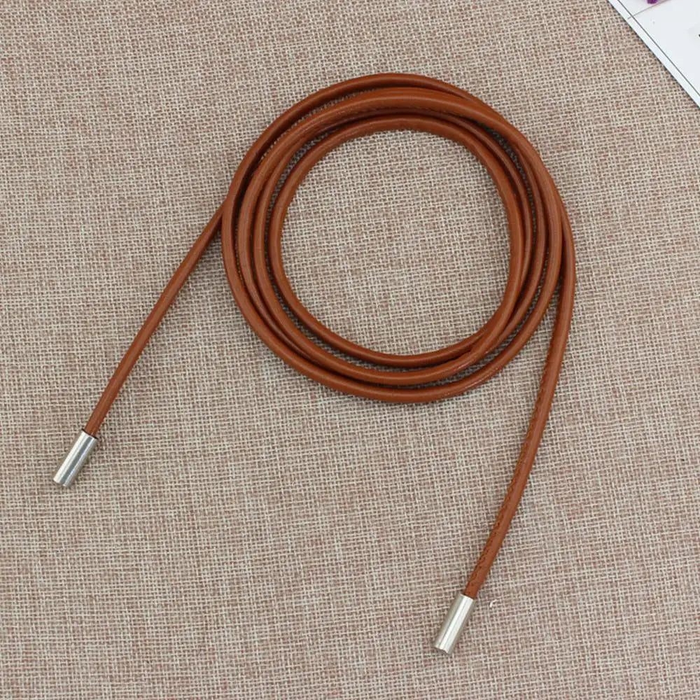 New Round Leather Rope Dresses Coat Decoration String Waist Belt For Women'S Solid Fashion Long Waist Chain Vintage Waistband