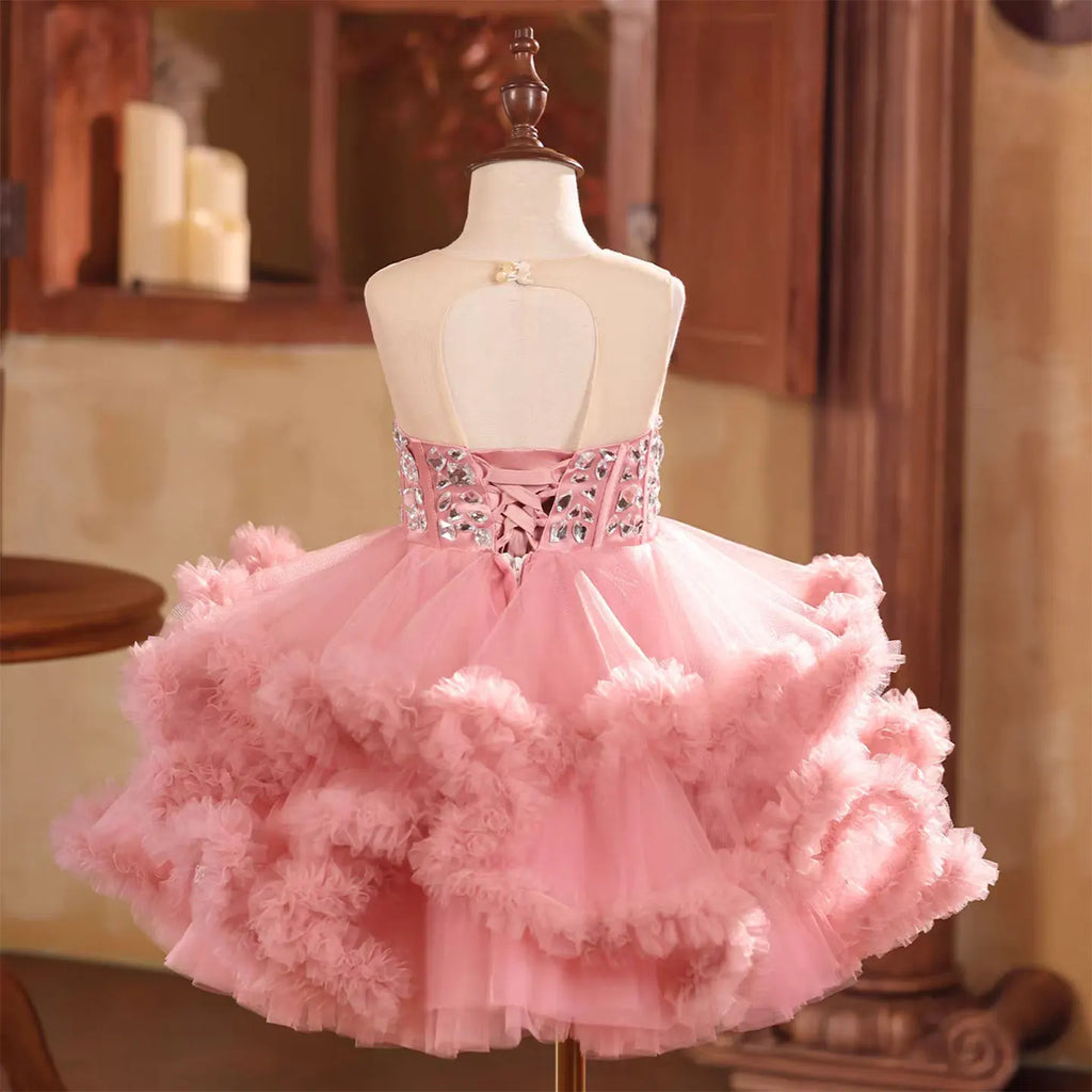 Dreamy Vow D218 Elegant Flower Girl Dress Tiered Beaded Princess Kids Fomal Gown for Wedding Birthday Festival Party Pageant