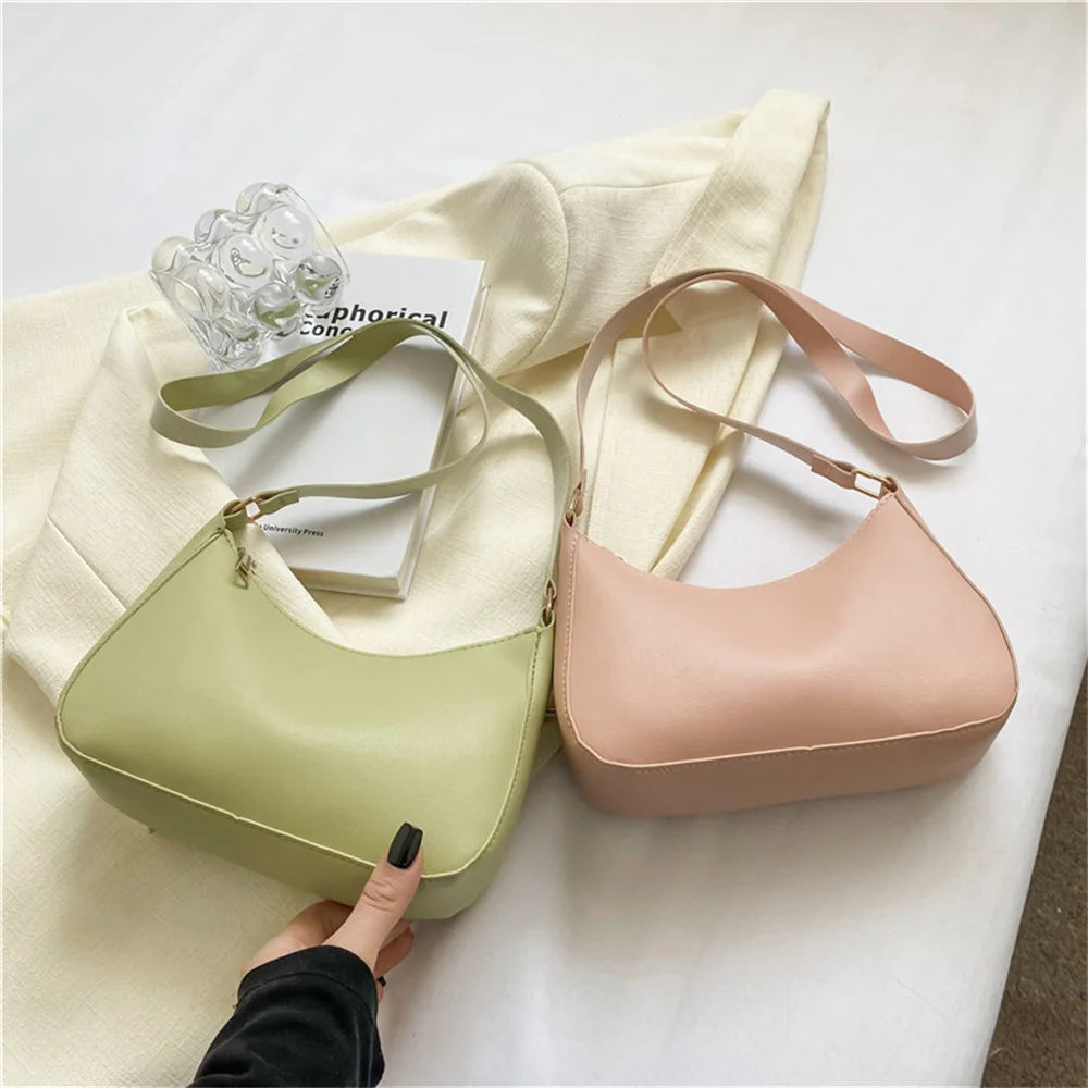 Fashionable and Trendy Solid-Color Handbag, Simple and New Small Square Bag, Stylish and High-Quality Single-Shoulder Armpit Bag