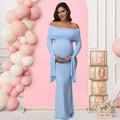 Off - Shoulder Bodycon Maternity Maxi Gown | Baby Shower Photoshoot