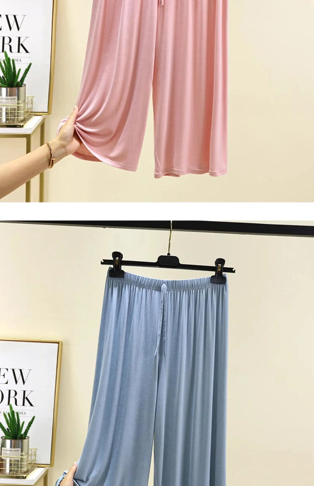 plus Size Modal Seven-Foot Pants Women Summer Loose Wide Leg Pants Elastic Waist Casual Home Pants Shorts Home Clothes