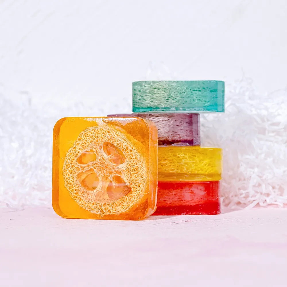 100g Organic Lavender Oil Loofah Soap Natural Lemon Whitening Face Body Wash Bar Loofah Soap