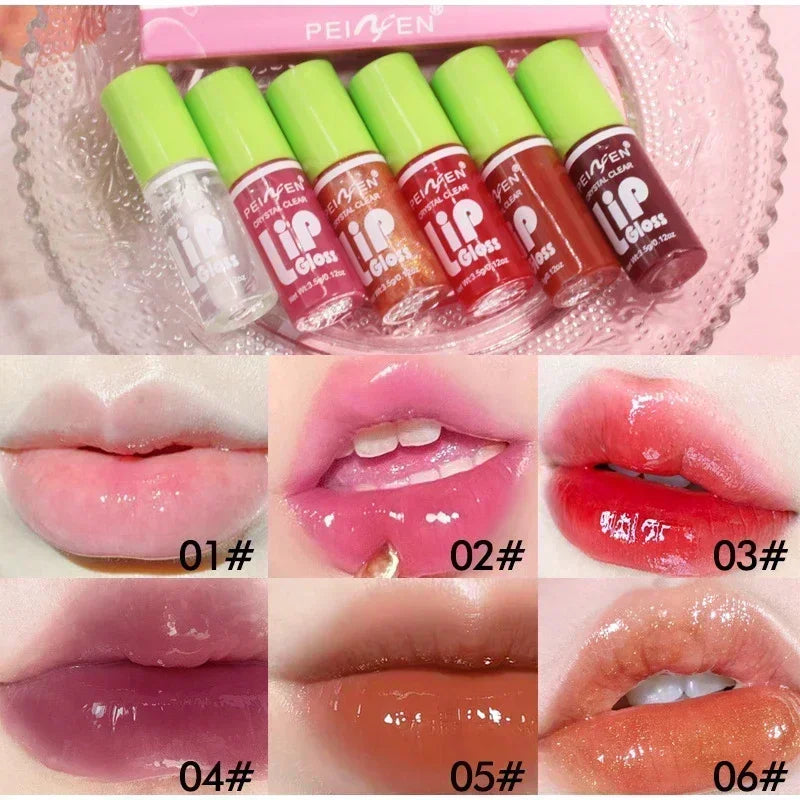 6-Piece Lip Gloss Oil Set,Aloe Vera Liquid Lipstick, Long-Lasting Moisturizing Smudge-Proof Lips Tint ,Non-Sticky Cosmetics