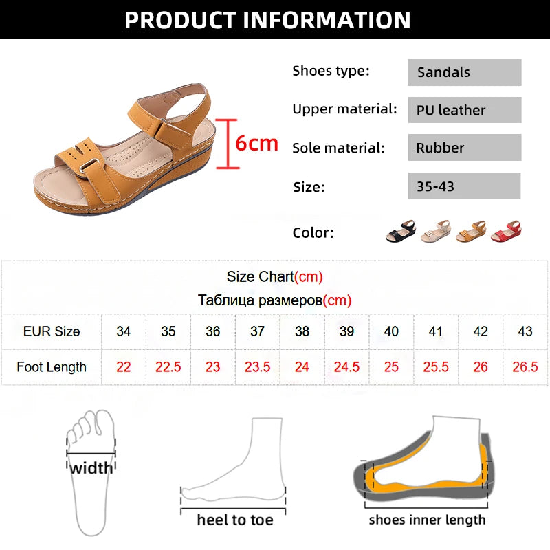 Women's Wedge Platform Sandals - Open Toe Casual Beach Shoes