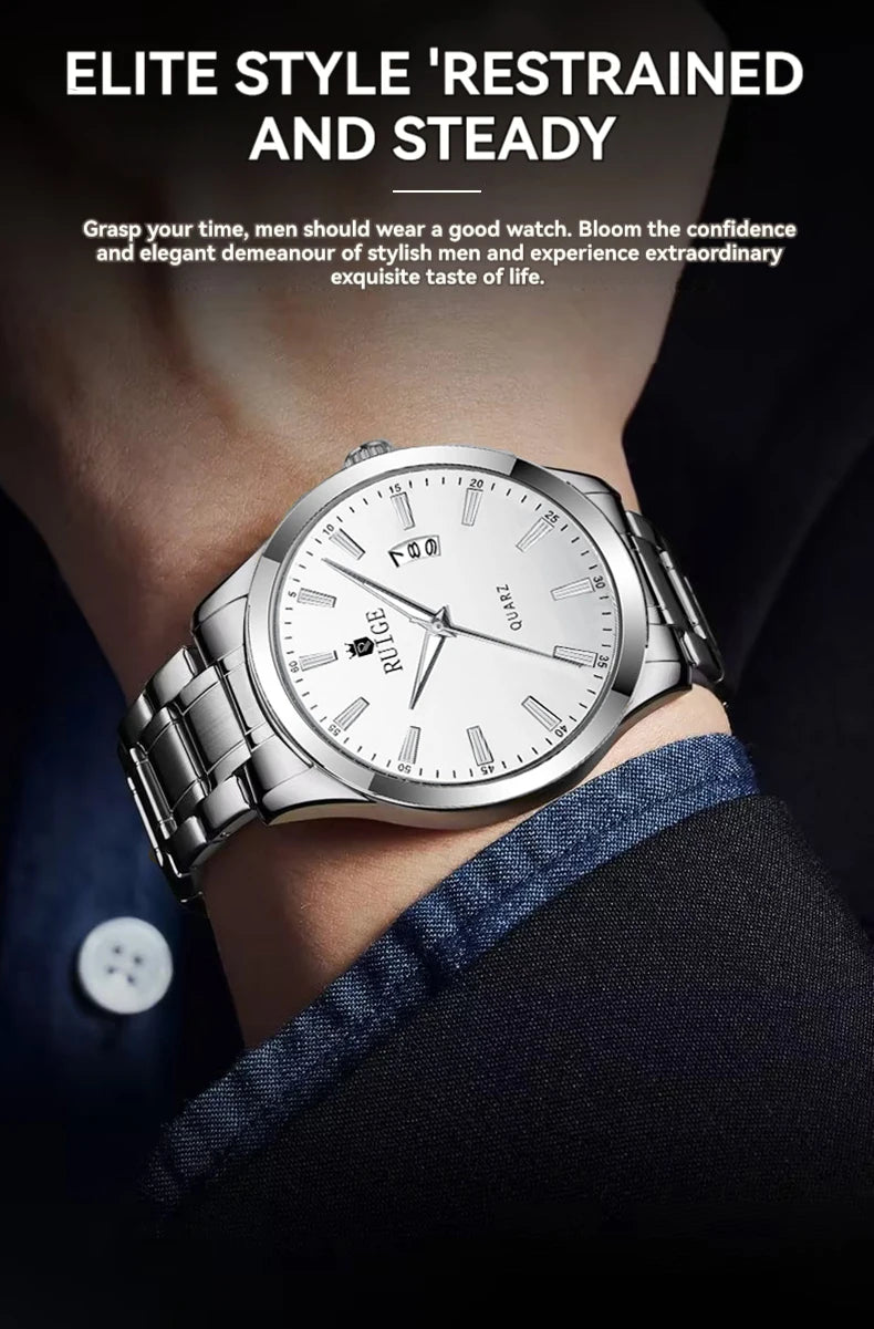 RUIGE Fashion Men's Watch Roman Scale Minimalist Men's Famous Watch Night Glow Waterproof Trendy Watch