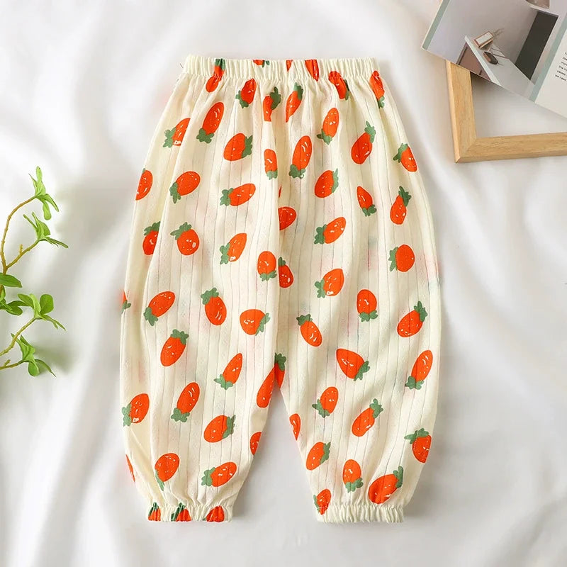2025 New Summer Children's Cotton Mosquito Pants Boys and Girls Baby Thin Loose Casual Bloomers