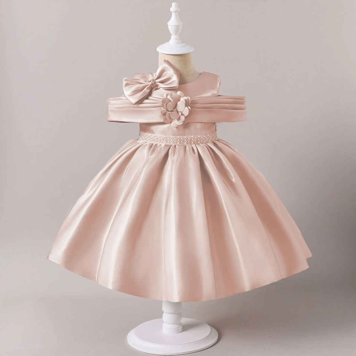 HETISO Kid Costume Satin Beading Belt Children's Girly Dresses Baby Girl Princess Birthday Festive Ball Gown 2-5 Years