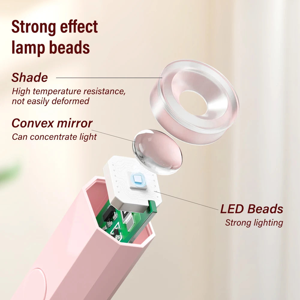 YIKOOLIN Portable Rechargeable UV LED Nail Dryer Mini Gel Polish Curing Lamp 2 Timing Modes USB Charging Manicure Tool Home Use