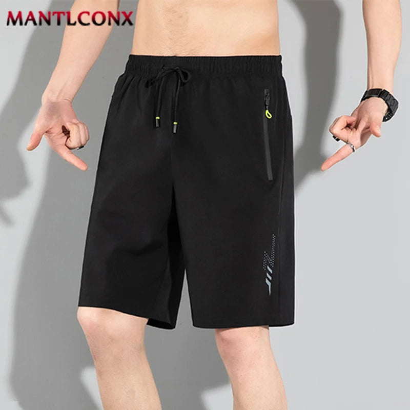Men'S Shorts Summer Casual Board Shorts Breathable Beach Shorts Elastic Waist Jogging Running Sports Short Pants Zipper Pockets