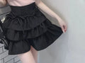 Sweet Cute Lace High Waist Puffy Skirt Japanese Style Kawaii Bow Tie Slimming Multi-layer Mini Skirt A-line Skirts for Women