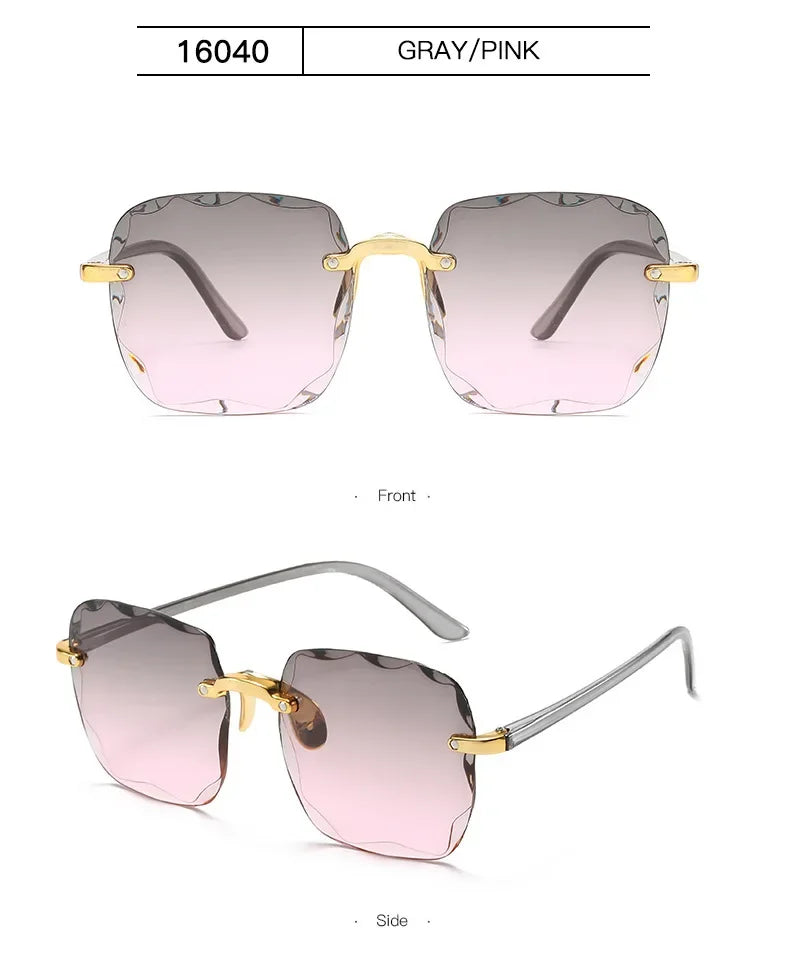 New Rimless Women's Sunglasses Fashion Gradient Lenses Sun glasses Lady Vintage Alloy Legs Classic Designer Shades UV400