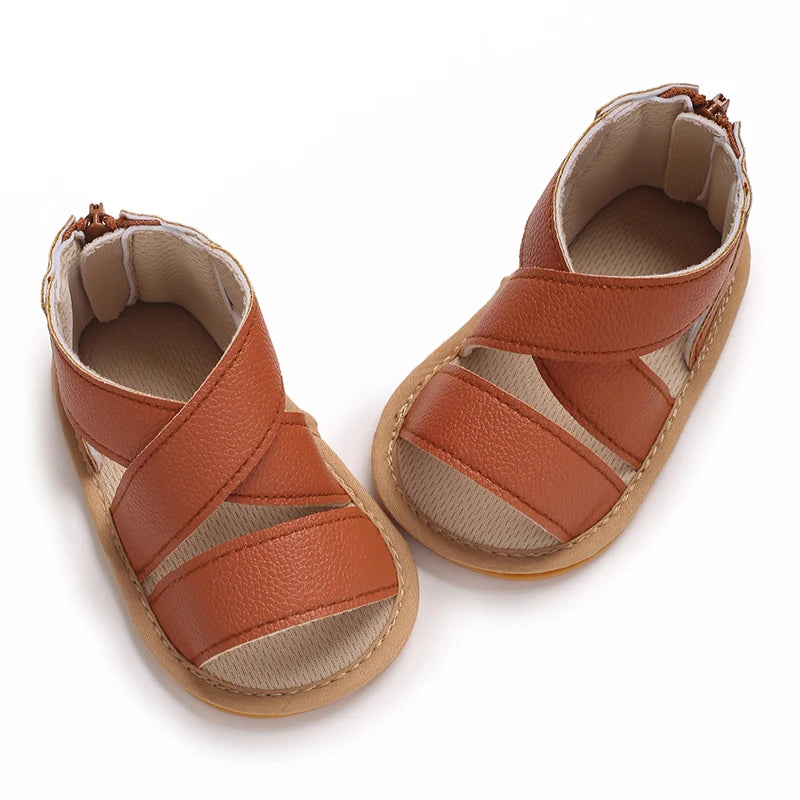 Baby Learning Walk Shoes,Back Zipper Summer Infant Sandals Soft Daily Wear Footwear for Newborn Baby Girls 0-1 Year