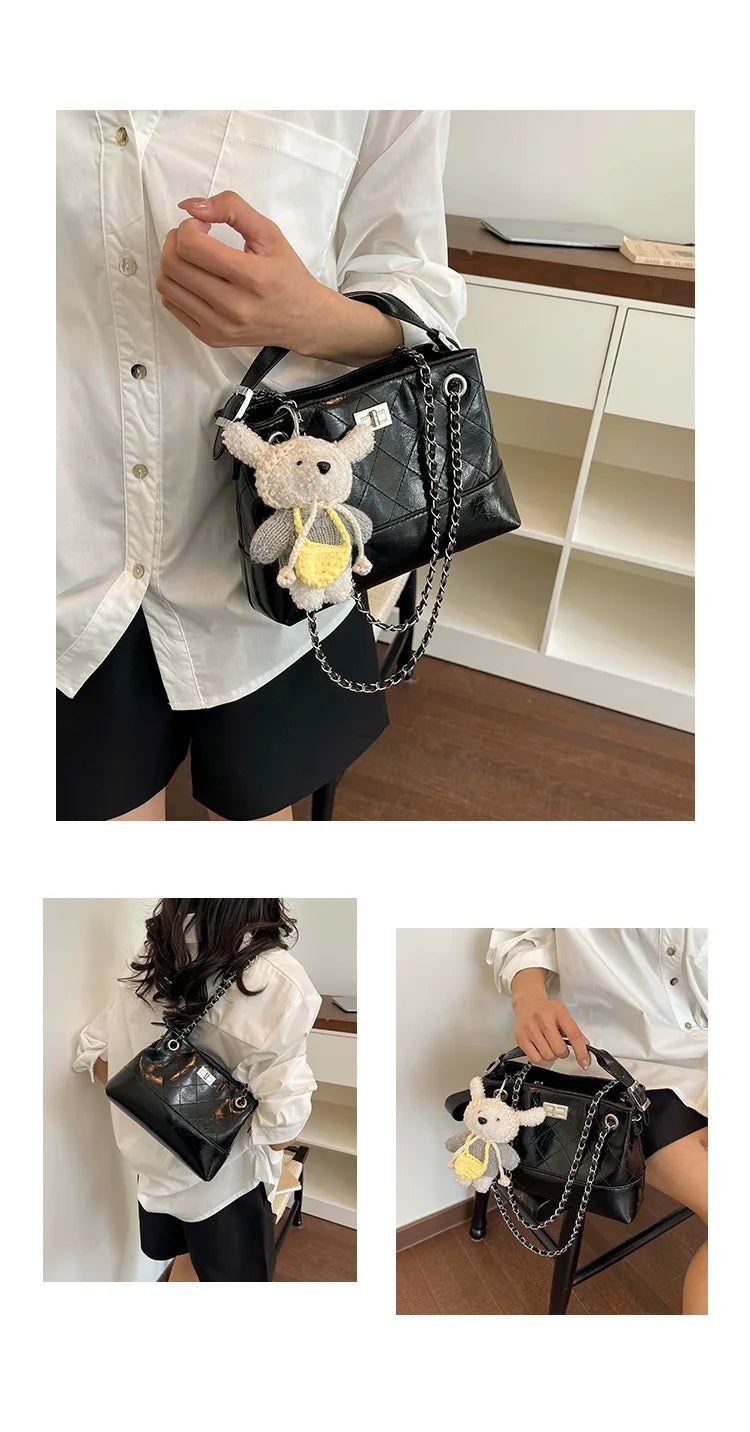 Korean Style Casual Women's Large Capacity Simple Tote Bag Fashion Trendy Underarm Leisure Handbag Daily Match PU Material