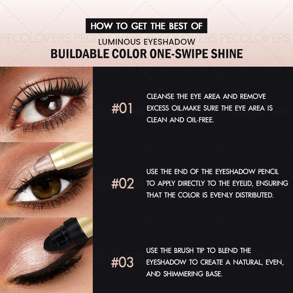Smudge-Proof & Waterproof Eyeshadow Stick,Dual-Ended Eye With Shadow Stick,Sponge Brush,Glitter & Matte Finishes