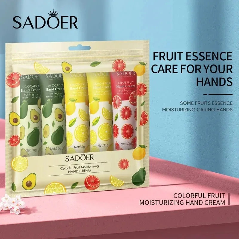 5 Pieces/Set Fruit Plant Fragrance Hand Cream Set, Moisturizing, Repairing, Anti-Drying Hand Lotion Set, Hand Skin Care Products