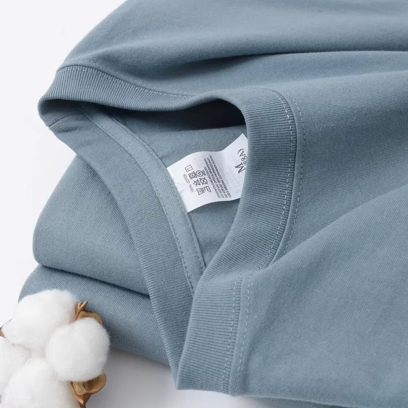 Zefansuli Heavyweight Cotton T-Shirt - Gray-Purple Round Neck Tee