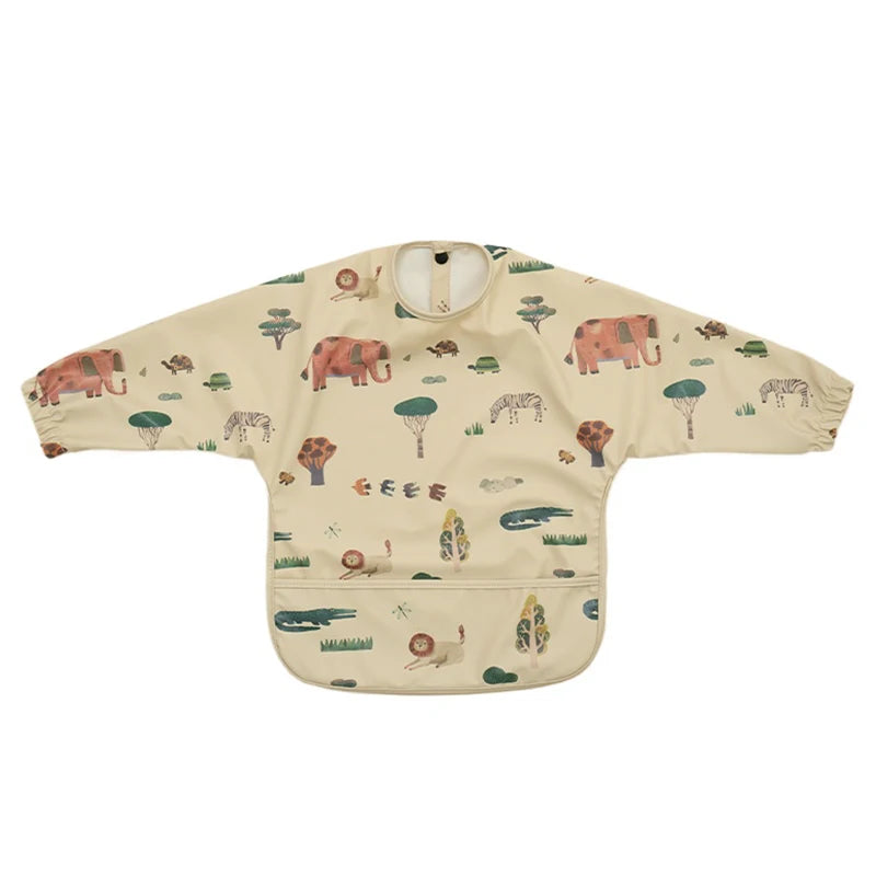 Waterproof Long Sleeve Baby Bib with Pocket – Toddler Feeding Apron for Boys & Girls