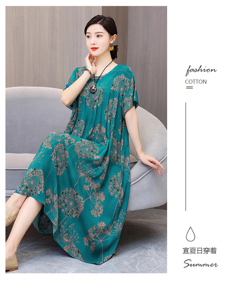New Fashion Casual Summer Dress For Women Ladies O-Neck Print Short Sleeve Dress plus size Women Clothing