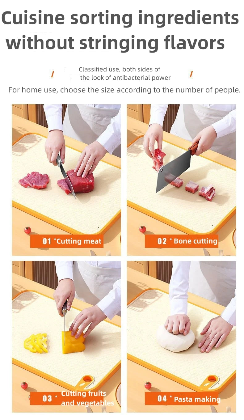 Tabla de cortar antibacteriana de doble cara para el hogar, la cocina, antimoho, antideslizante, de plástico, de paja de trigo, tabla adhesiva multifuncional