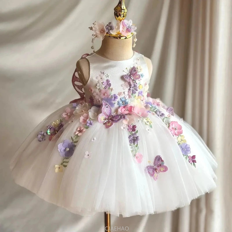 Wed Dress 2025 Girls Princess Wear Children Tutu Gown Kids Fashion Show Outfits Vestido Pageant Dresses Costumes Birthday Party