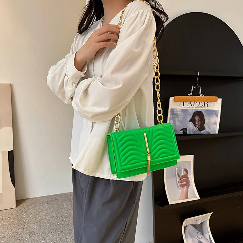 Brand Designer PU Striped Women's Shoulder Bag Fashion Tassel Chain Crossbody Bag Small flap Handbag  2023 Trend