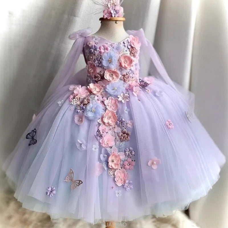 Wed Dress 2025 Girls Princess Wear Children Tutu Gown Kids Fashion Show Outfits Vestido Pageant Dresses Costumes Birthday Party