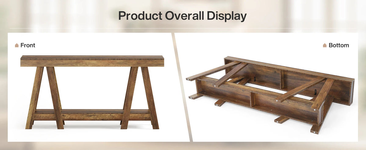 Tribesigns 70.87" Farmhouse Console Table, 2-Tier Entryway Accent Table Behind Sofa for Living Room, Entrance, Foyer