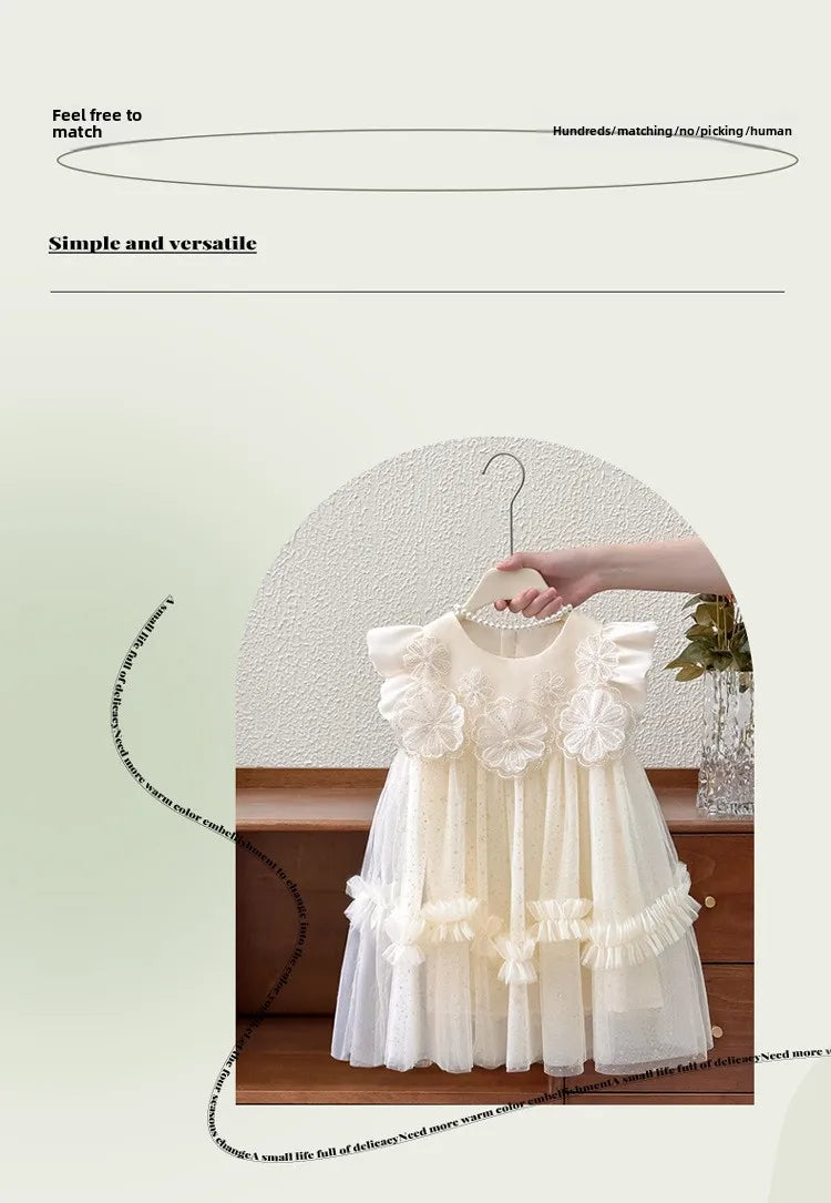 Girls' Summer Dress 2025 New Children's Internet Famous Princess Dress, Girls' Summer Super Fairy Mesh Dress