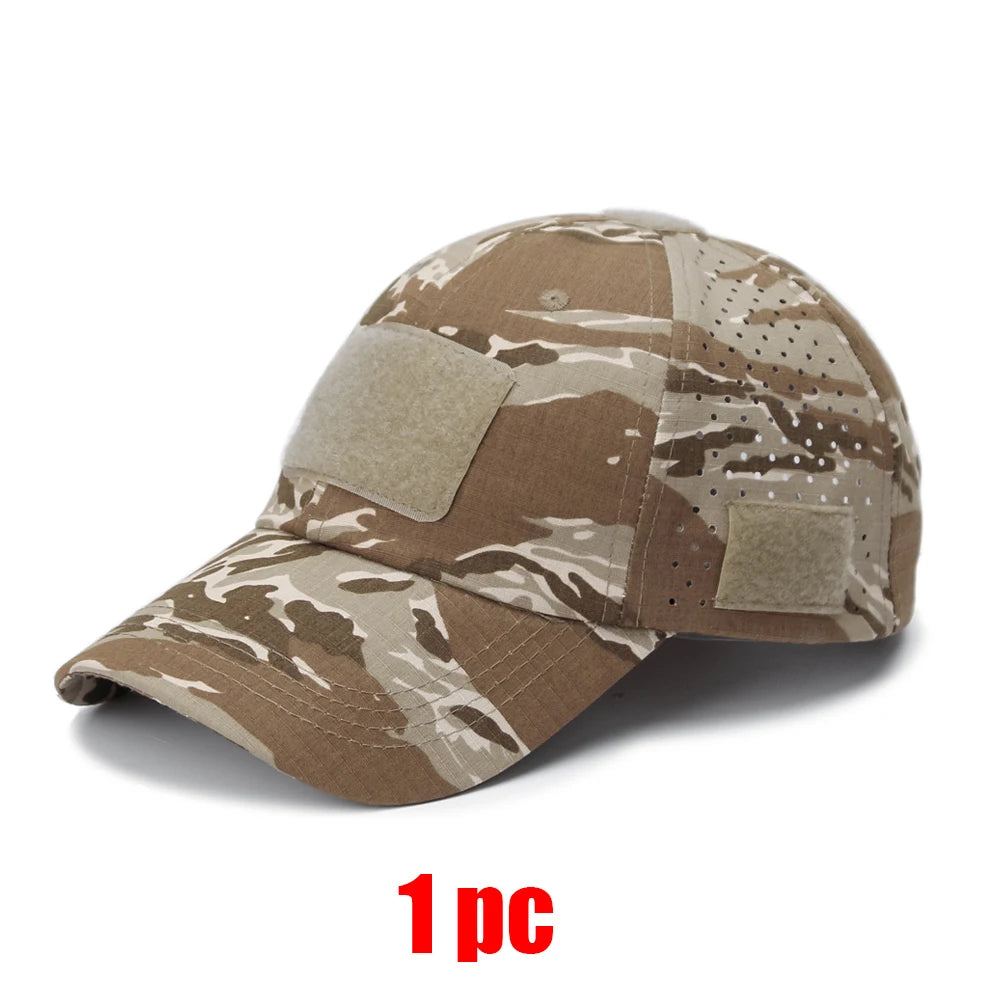 1/2Pcs New Men Camouflage Baseball Cap Breathable Sunscreen Hat Outdoor Sports Hunting Hiking Camping Beach Fishing Sun Hat