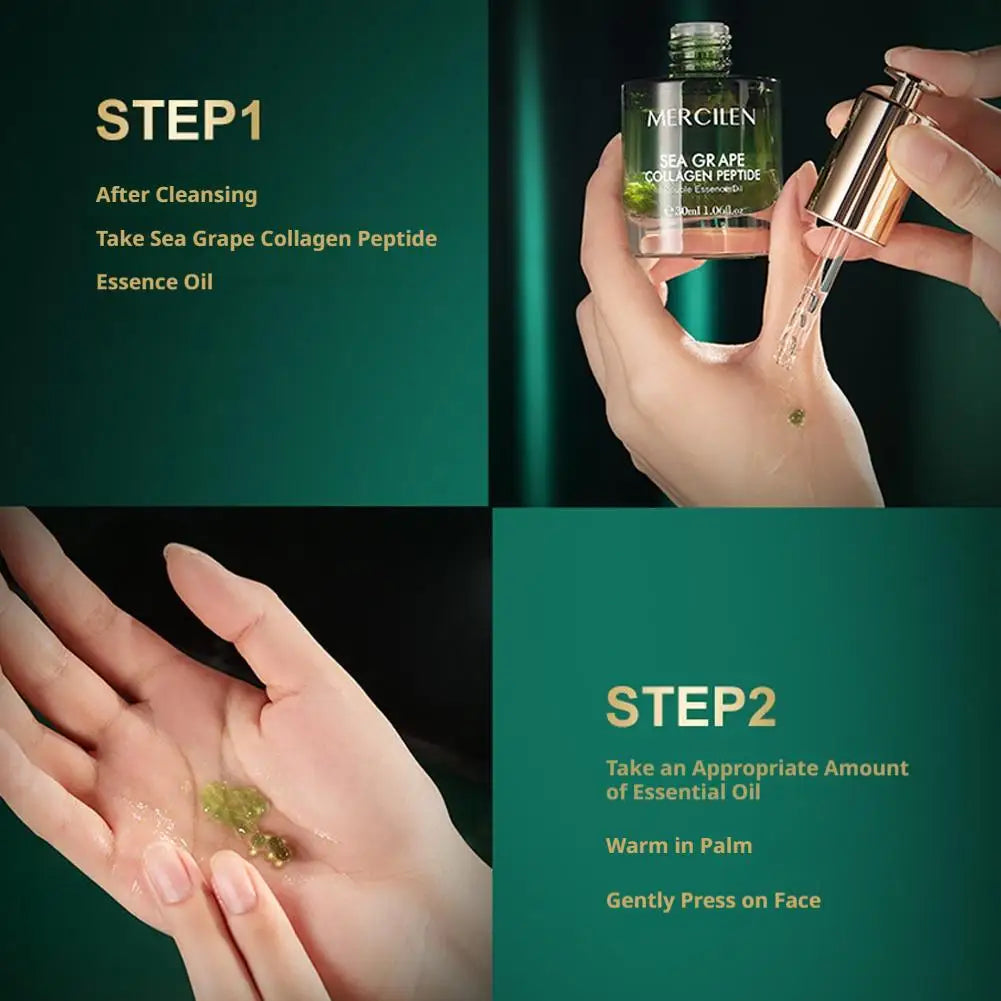 Sea Grape Collagen Peptide Double Essence Oil 30ml Facial Care Tightening Moisturizing Face Serum Korean Skin Care