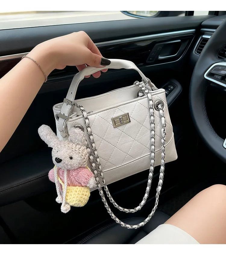 Korean Style Casual Women's Large Capacity Simple Tote Bag Fashion Trendy Underarm Leisure Handbag Daily Match PU Material