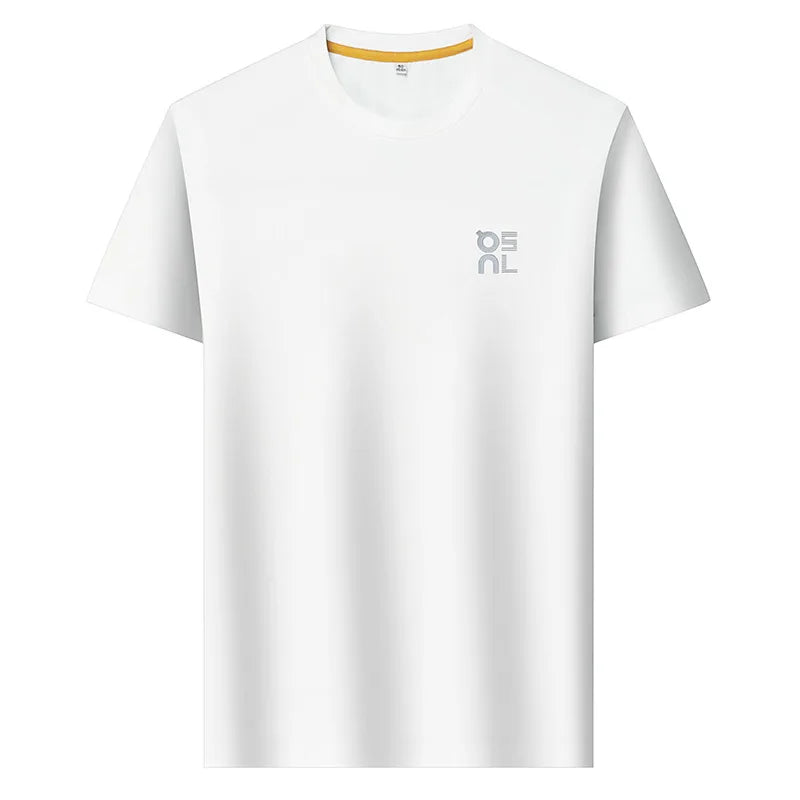 High end brand ice silk short sleeve summer breathable comfort quick drying men's T-shirt fashion printed casual round neck top