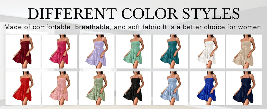 Bohemian Beach Sundress Women Sexy Sleeveless Backless Big Swing Mini Dress Solid Spaghetti Strap Ruffles Dresses Vestidos