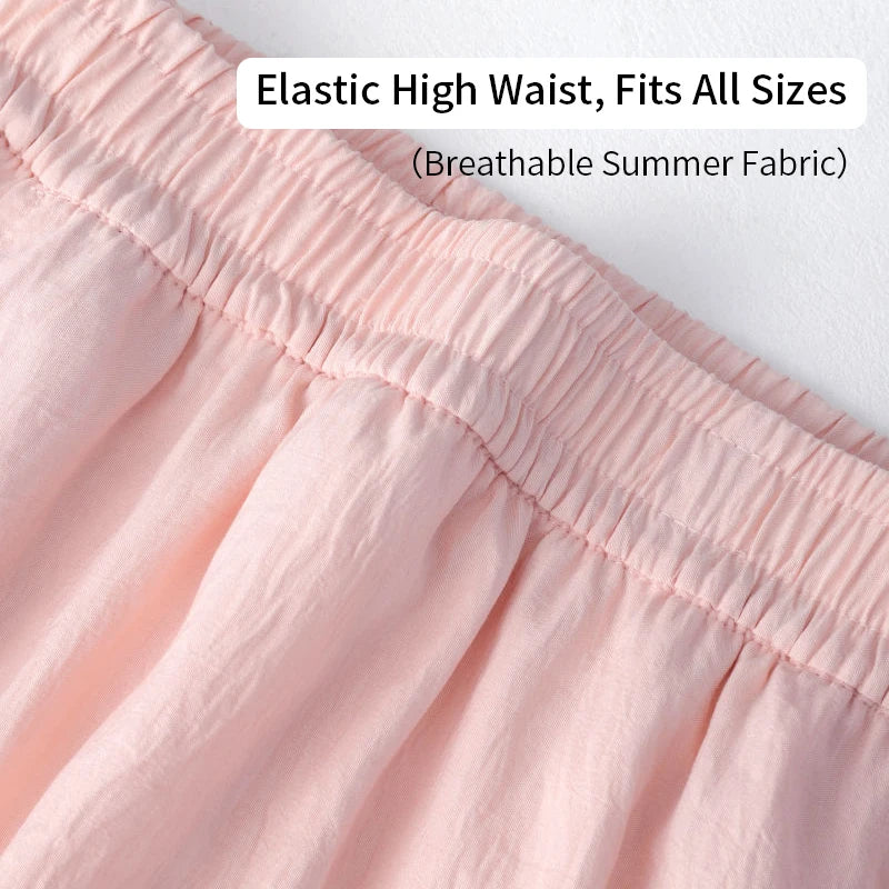 Summer Women Skirts Vintage High Waist Elastic Patchwork White Long skirt Chic pink skirt Long Cake A-line Skirt