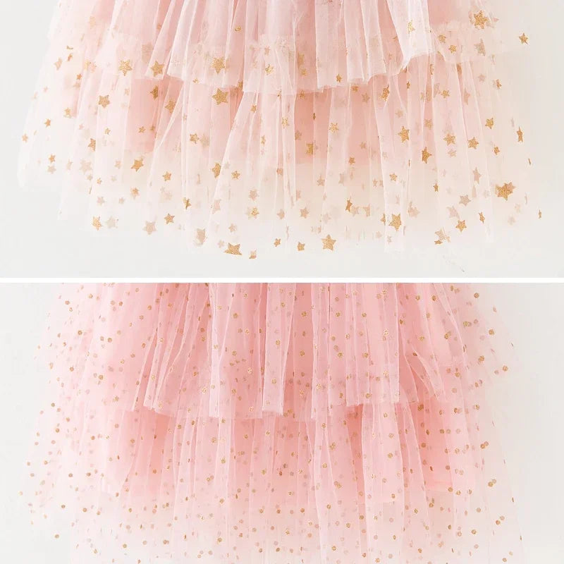 Girls Rainbow layered Dress Birthday Dress Teens Girl Clothes Summer Sequined Princess Mesh Tutu Dresses Kid Party Costume