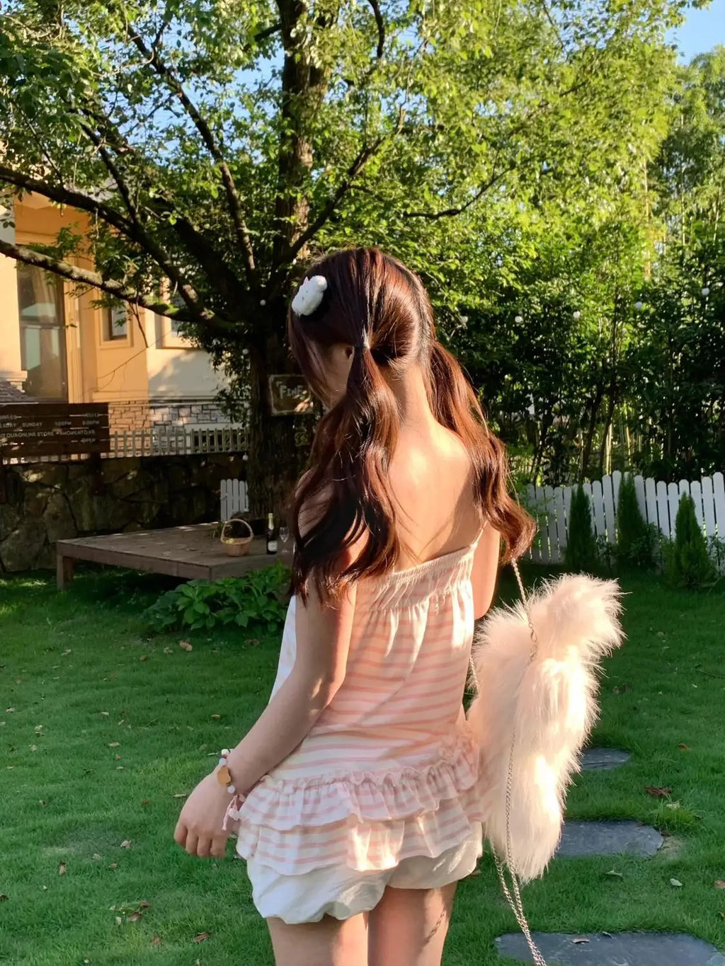 Japanese Sweet Vest Women Clothing Vintage Striped Sleeveless Tees Fashion Summer Camis Ruffles Slim Fit Vintage Tank Ropa Mujer
